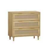 3-Drawers Rattan Storage Cabinet Rattan Drawer (Set of 2),for Bedroom,Living Room,Dining Room,Hallways,Oak - V.I.P Digital Presence