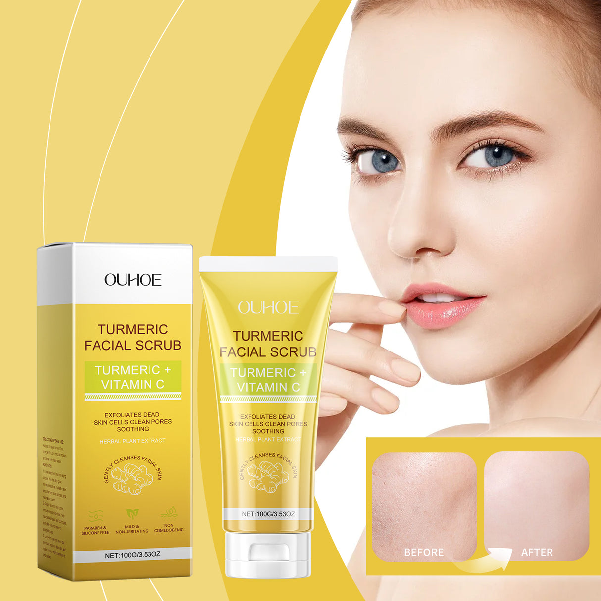 Turmeric Exfoliating Facial Scrub, Gently Repair Dead Skin Exfoliating Bright And Smooth Skin