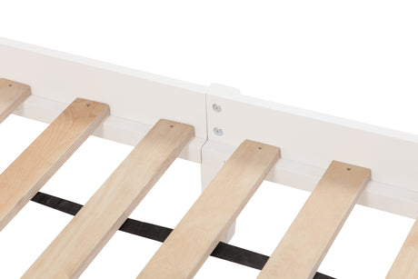 Twin Bed with Column-Decoration Headboard, with Bed Slats,White - V.I.P Digital Presence