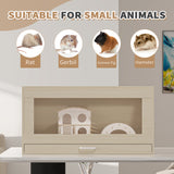 Squirrel cage acrylic panel with independent storage cabinet and wooden guinea pig room with bridge (L 31.50 x W 15.75 x H32.28) - V.I.P Digital Presence