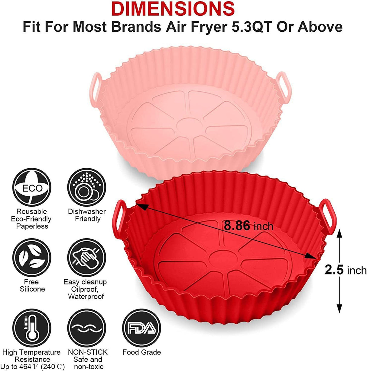 Foldable AirFryer Silicone Pot fryer silicone baking tray mat, heat-resistant, food grade - V.I.P Digital Presence