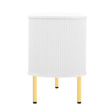 U-Can Modern TV Stand for TVs up to 80 Inches, Entertainment Center with 4 Cabinets, Wood with Metal Legs and Handles White - V.I.P Digital Presence