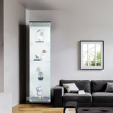 4 glass display cabinets with door shelves, floor standing antique bookshelf, 64.7 "* 16.7" * 14.3 ", black - V.I.P Digital Presence