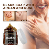 Black Soap With Argan And Rose, Deep Cleansing Moisturizing Skin Deodorizing Long-Lasting Cleansing Soap