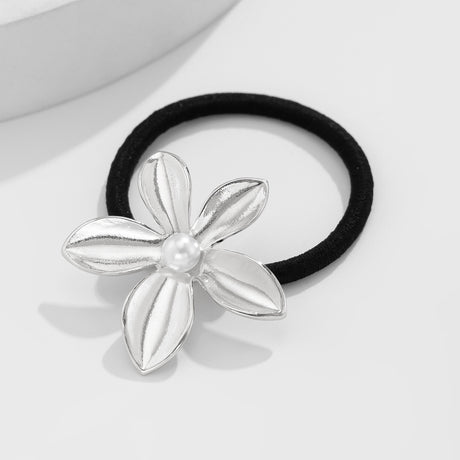 Versatile five petal flower alloy hair accessory with fashionable glossy imitation pearl bow headband - V.I.P Digital Presence