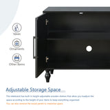 Carved Flower Door Large Storage Cabinet With Metal Handle Suitable For Living Room, Kitchen, Entryway(BLACK) - V.I.P Digital Presence