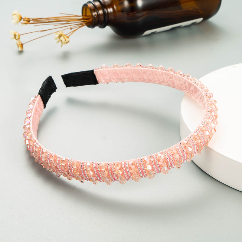 Hair Hoop Hand-Woven Beaded Headband Female Baroque Sponge Hair Bundle Korean Face Wash Hair Accessories - V.I.P Digital Presence