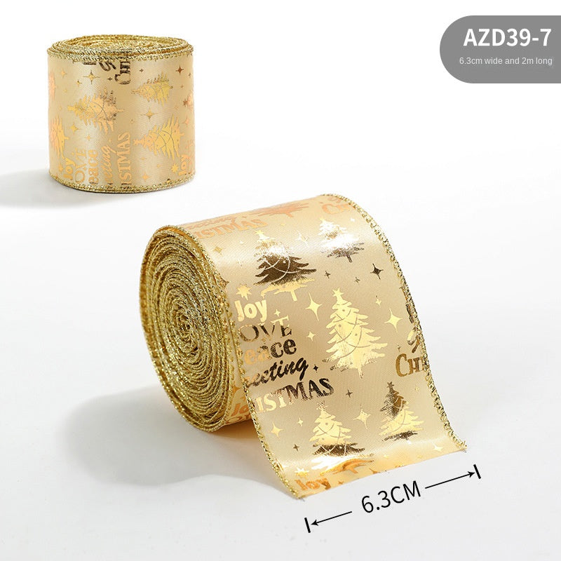 New Gold Onion Cloth Christmas Ribbon Gold Powder Decorative Bow Material Christmas Wire Edge Weaving Ribbon Decoration - V.I.P Digital Presence