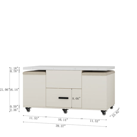 Modern lift coffee table, living room with 4 chairs, expandable 1 hidden storage space+2 drawers, folding dining table - V.I.P Digital Presence