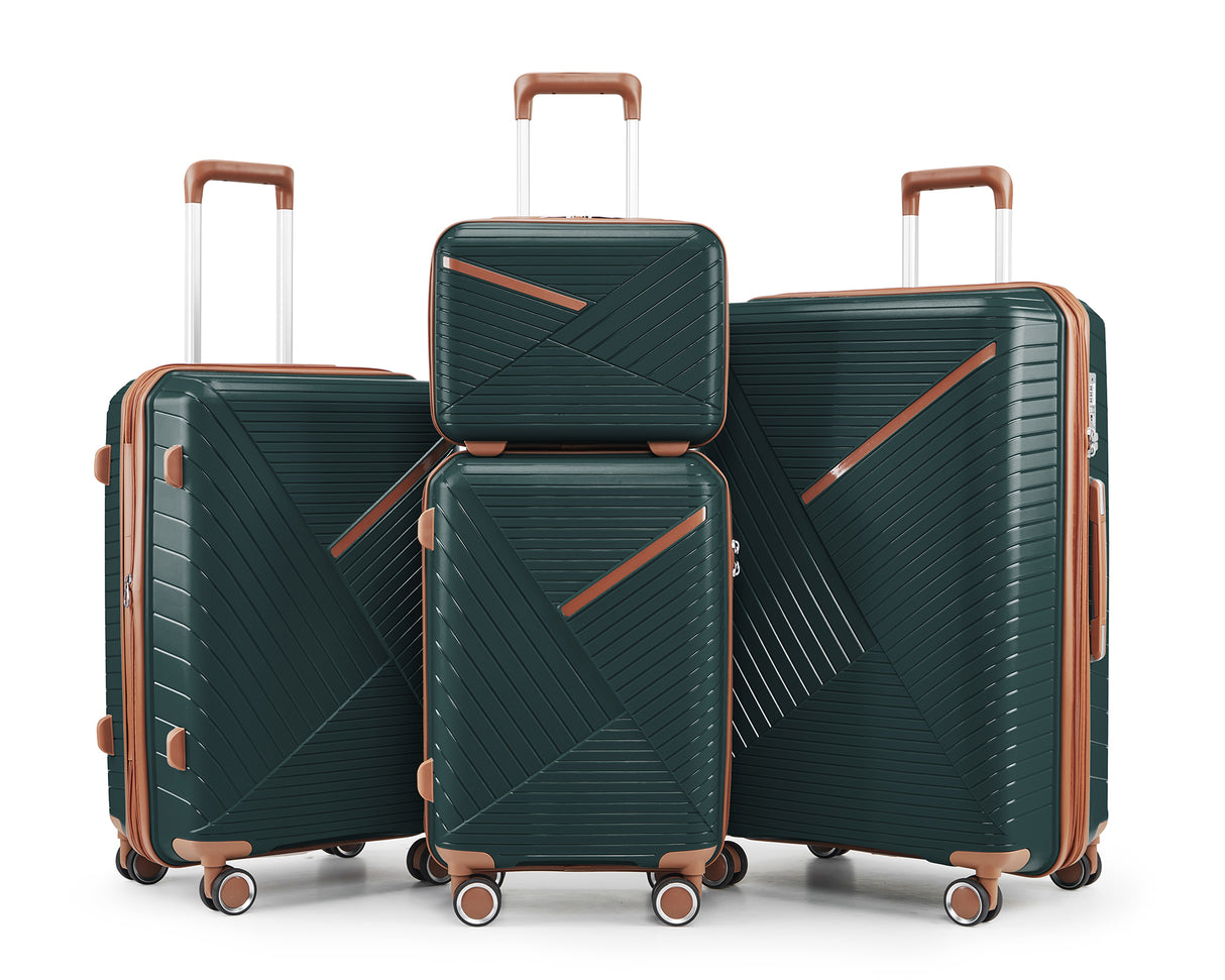 Luggage set of 4 pieces (14/20/24/28) with 4 360 degree silent rotating wheels made of PP material and durable TSA lock - V.I.P Digital Presence