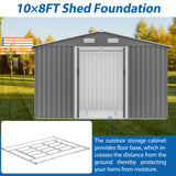 10X8 FT outdoor tool storage shed with metal foundation and lockable door, all-weather metal shed, gray - V.I.P Digital Presence
