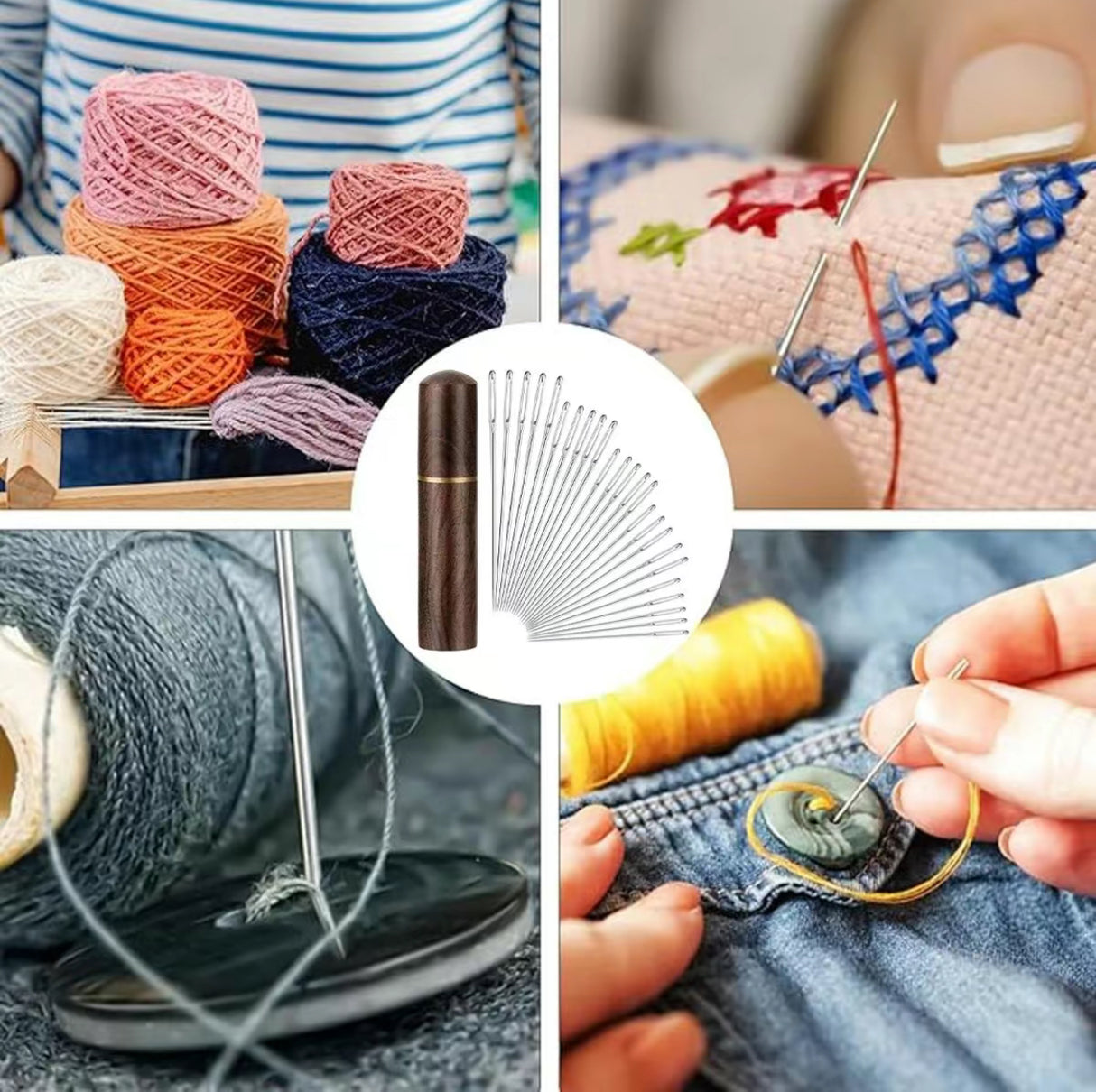 Wodden Case Needle Set