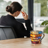 Painted Book Mug: 11oz, 3D painted books design, colorful resin, unique coffee cup, ideal for collection/gifts. - V.I.P Digital Presence