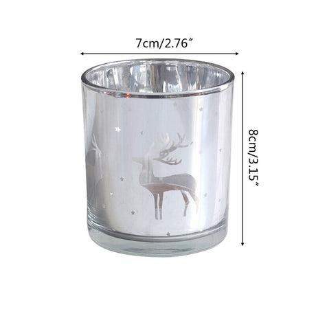Silver Scented Candle Container Handmade Candle Glass Empty Jar Christmas Reindeer Pattern Light Candle Cup Home Decor - V.I.P Digital Presence