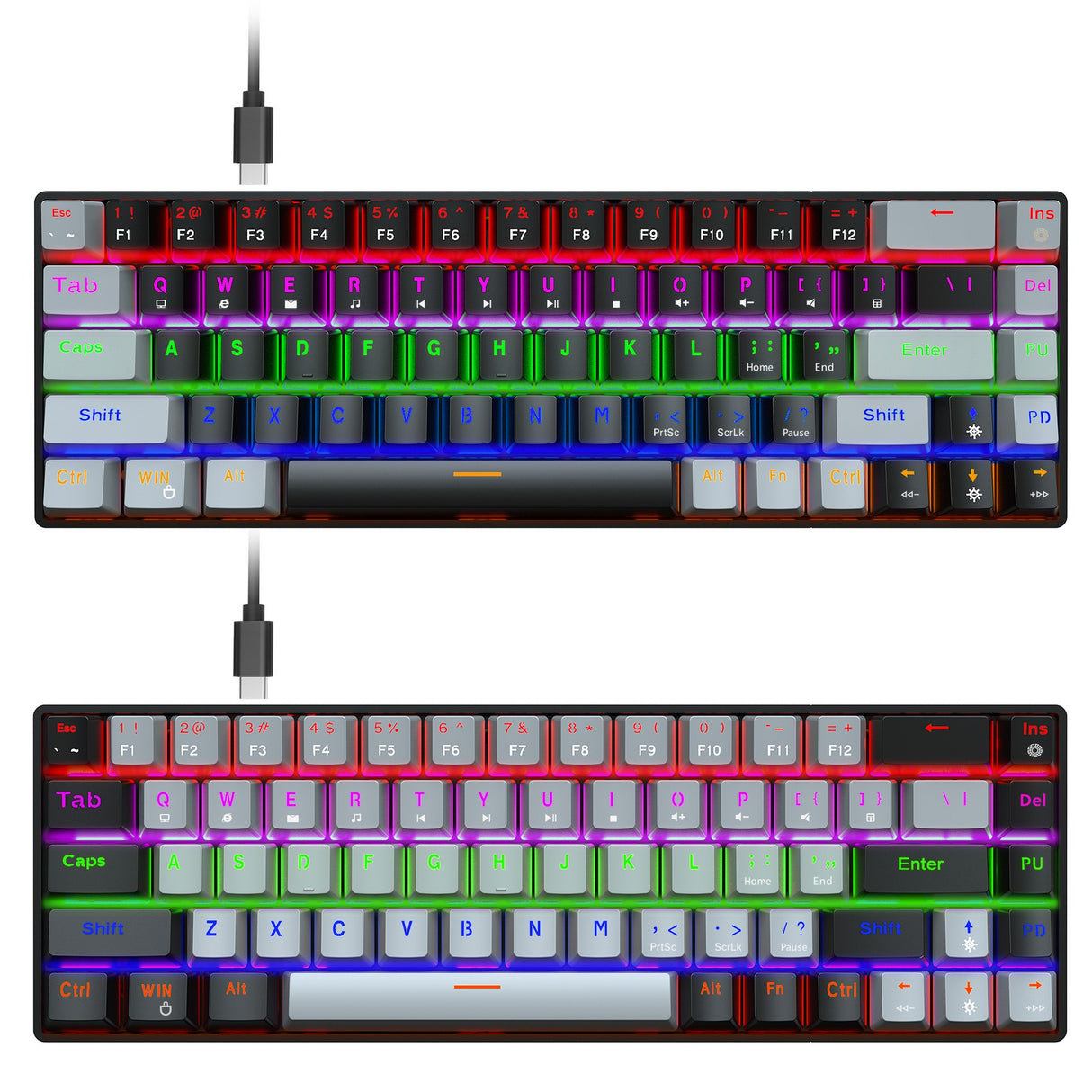 New 68 key RGB luminous esports game with blue and red axis mechanical keyboard laptop MAC 60% - V.I.P Digital Presence