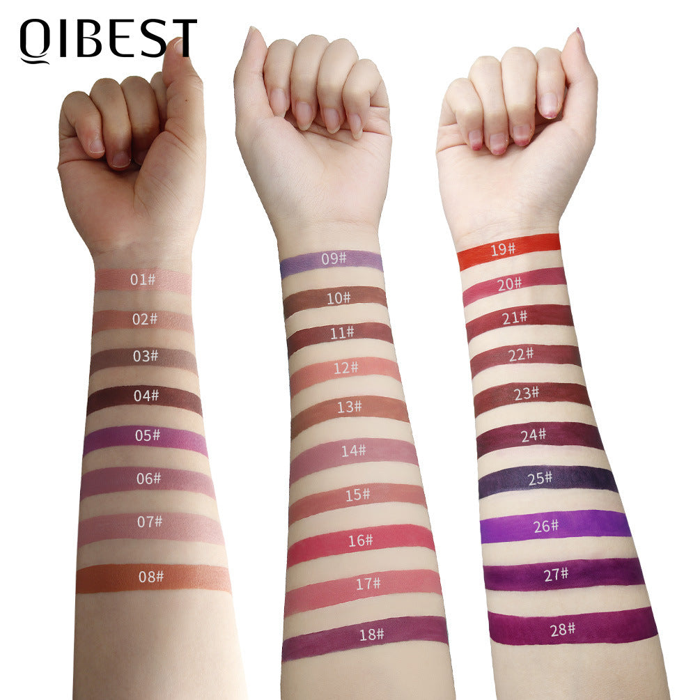 QIBEST Makeup Hexagonal Lip Gloss Matte Matte Lasting Lip Gloss Non-stick Liquid Lipstick - V.I.P Digital Presence