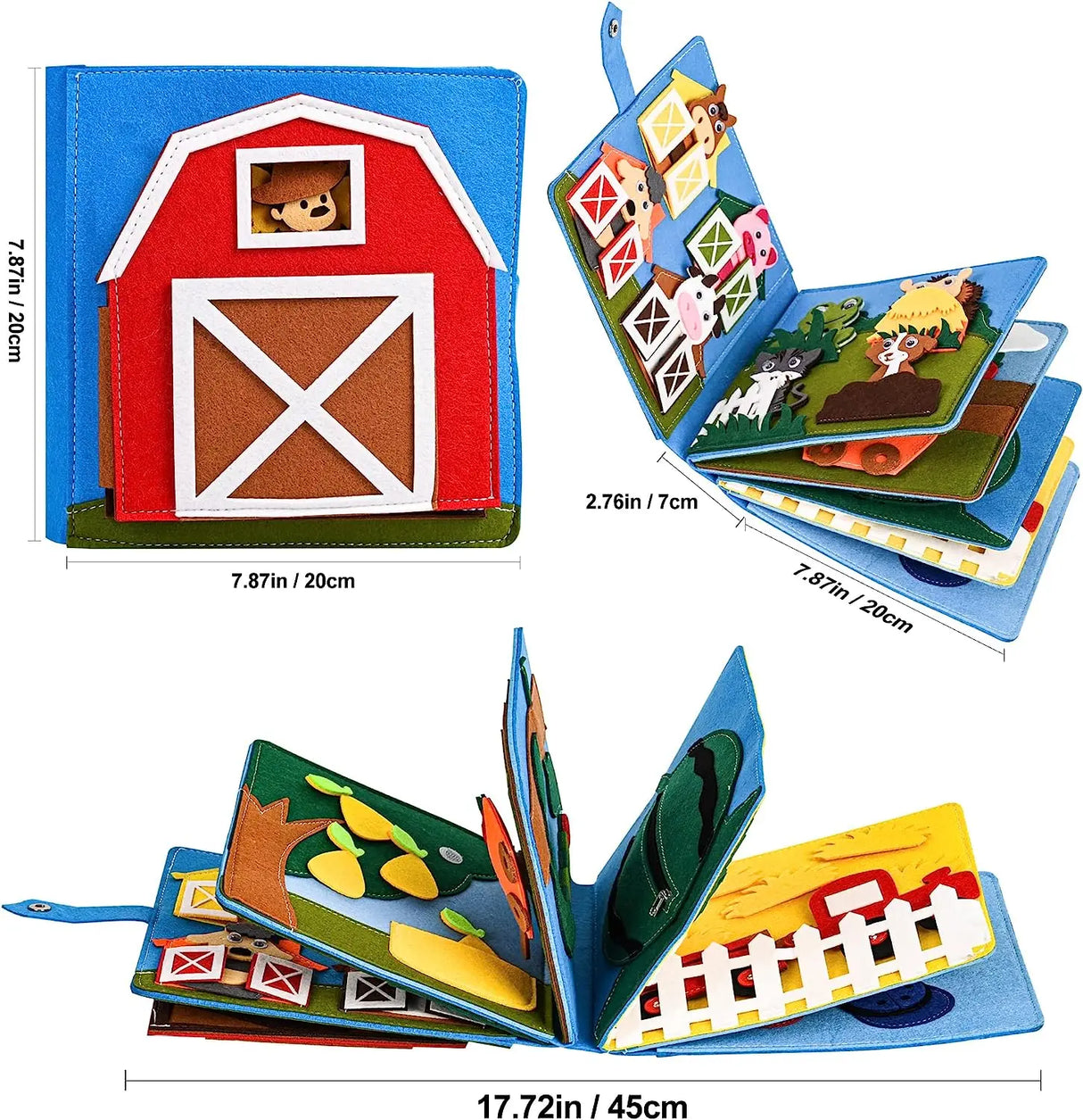Juguetes Montessori para niños pequeños, tablero interactivo con escena de animales de granja, actividad de narración de cuentos, libro tranquilo, actividad de fieltro, juguete sensorial educativo 