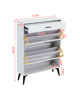 Shoe Cabinet , Shoe storage shelves, metal leg, White - V.I.P Digital Presence