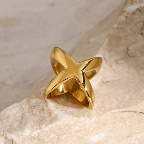 18K Gold-Plated Crisscross Ring - V.I.P Digital Presence