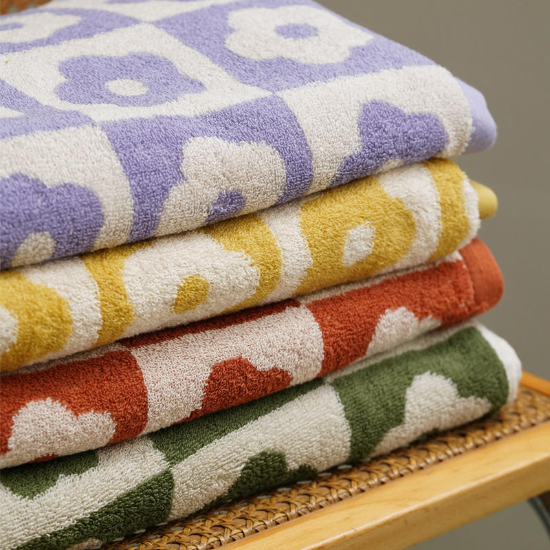 Plaid Series Towel Bath Towel Cherry Blossom Absorbent Facial Towel - V.I.P Digital Presence