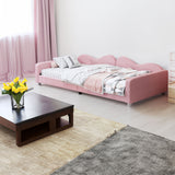 Twin size Upholstered Daybed, Sherpa Fabric Sofabed with Cloud-Shaped Backrest, No Box-spring Needed, Pink - V.I.P Digital Presence