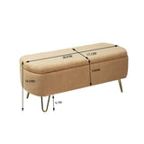Camel Storage Ottoman Bench for End of Bed Gold Legs - V.I.P Digital Presence