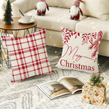 Christmas Snowflake Pillow Cover Linen Checkered Letter Printed Pillow Cover Christmas Theme Cushion Cover - V.I.P Digital Presence