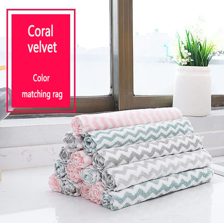 Double Sided Cationic Color Water Absorbent Wavy Stripe Oil Free Dishwashing Cloth Water Absorbent Dishwashing Cloth - V.I.P Digital Presence