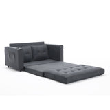 Three in one soft cushion cushion cushion sofa, folding mattress sofa bed, with side pockets and cup holder, dark gray - V.I.P Digital Presence