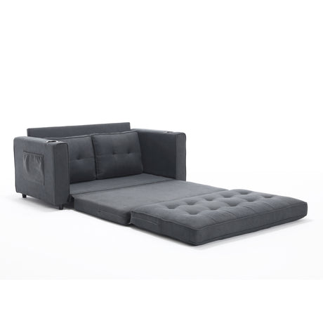 Three in one soft cushion cushion cushion sofa, folding mattress sofa bed, with side pockets and cup holder, dark gray - V.I.P Digital Presence