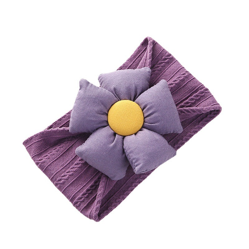 Diadema infantil de nailon jacquard con flores para bebé, suave, antiarañazos, de ala ancha