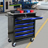 7 DRAWERS MULTIFUNCTIONAL TOOL CART WITH WHEELS-BLACK+BLUE - V.I.P Digital Presence
