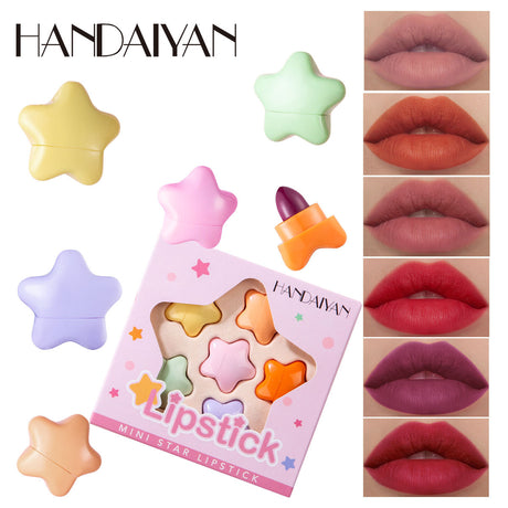 HANDAIYAN Pentagram Mini Lipstick 6 Color Set Star Mini Lipstick Set Portable Lipstick - V.I.P Digital Presence