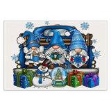 Christmas gnome printed placemat blue series linen dining table insulation mat holiday party decoration table mat - V.I.P Digital Presence