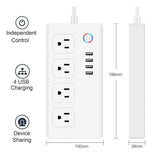 Regleta de enchufes inteligente, extensión con WiFi y múltiples tomas de corriente, 4 USB y 4 enchufes de CA con control individual de Tuya. 