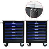 7 DRAWERS MULTIFUNCTIONAL TOOL CART WITH WHEELS-BLACK+BLUE - V.I.P Digital Presence