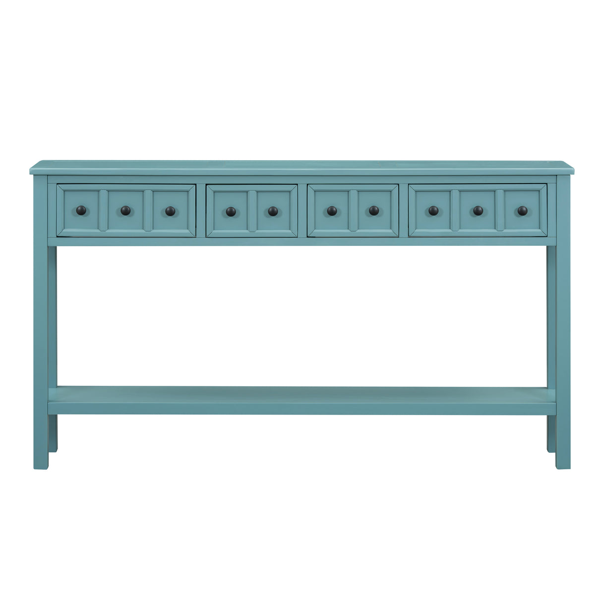 TREXM Rural Entrance Console Table 60 "Long Sofa Table with Two Different Size Drawers and Bottom Shelves for Storage (Turquoise