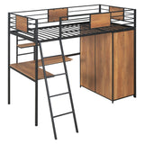 Twin Size Loft bed with L-shape Desk and Wardrobe, Black - V.I.P Digital Presence