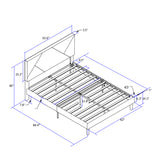 Queen Size Upholstered Platform Bed Frame Wood Slat Support Grey - V.I.P Digital Presence