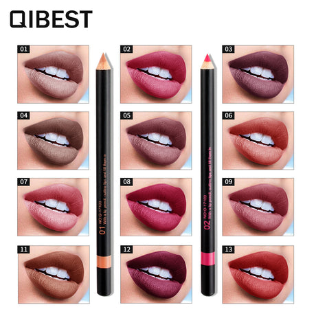 QIBEST Fashion Black Rod Lip Liner 12 Colors Mixed Color Lip Liner Set Waterproof Retouching Lipstick Pen - V.I.P Digital Presence