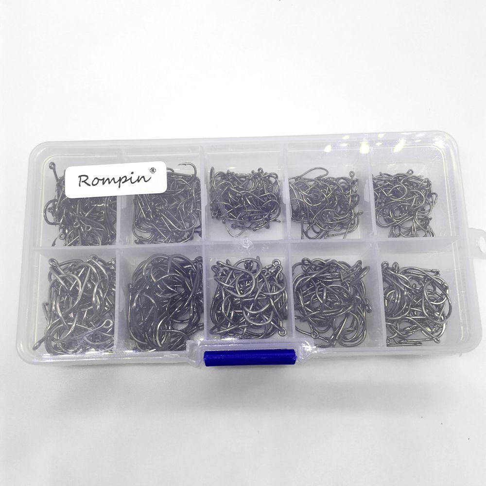 Rompin 500pcs/set mixed size #3~12 high carbon steel carp fishing hooks pack with hole with Retail Original box Jigging Bait - V.I.P Digital Presence