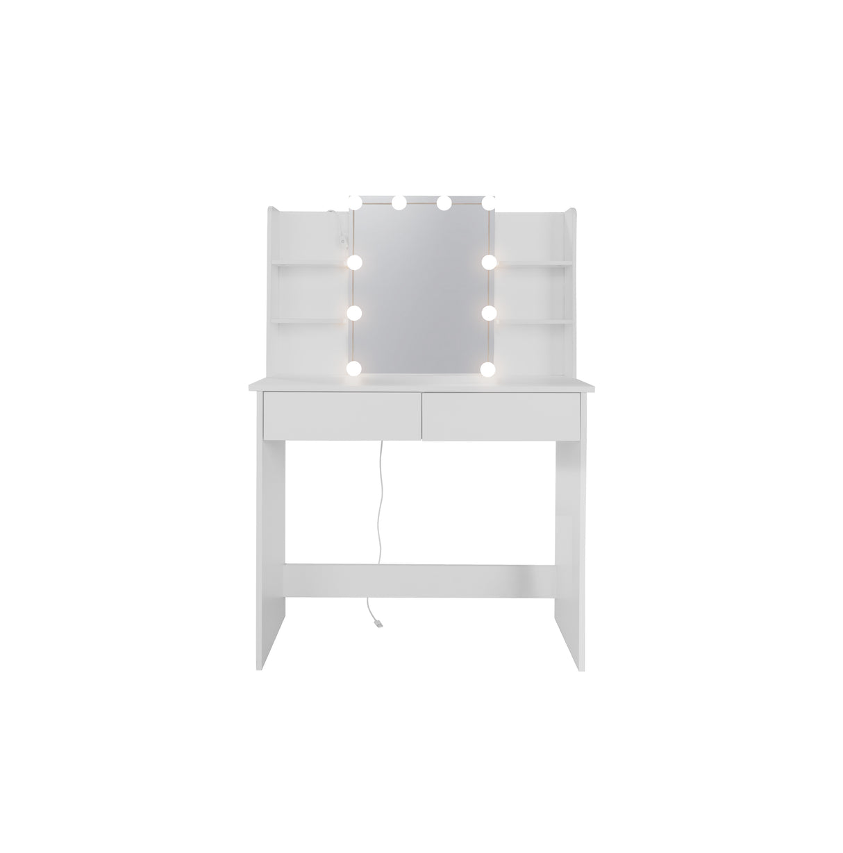 Makeup Vanity Desk With LED Lighted Mirror ,Dressing Table Set With 2 Large Drawers 10 LED Light ,White Color - V.I.P Digital Presence