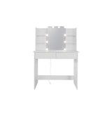 Makeup Vanity Desk With LED Lighted Mirror ,Dressing Table Set With 2 Large Drawers 10 LED Light ,White Color - V.I.P Digital Presence