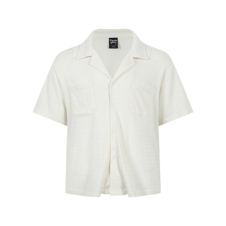 Texture sensation lapel short sleeved shirt for men simple solid color Cuban collar shirt - V.I.P Digital Presence