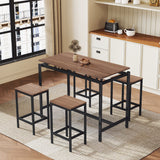 TREXM 5-piece compact bar table with table and stool - modern industrial design (dark brown) - V.I.P Digital Presence