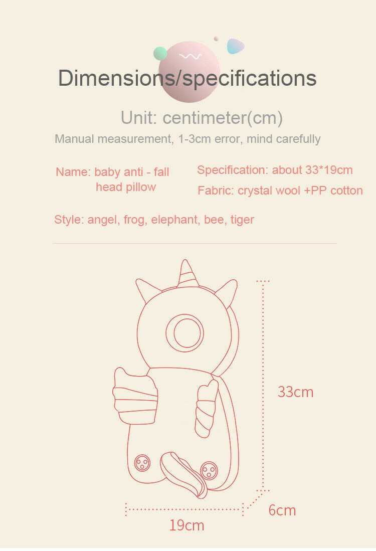 Newborn Toddler Baby Head Protector Safety Pad Cushion Back Prevent Injured Unicorn Bee Cartoon Security Pillows 1-3Y - V.I.P Digital Presence