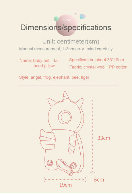 Newborn Toddler Baby Head Protector Safety Pad Cushion Back Prevent Injured Unicorn Bee Cartoon Security Pillows 1-3Y - V.I.P Digital Presence