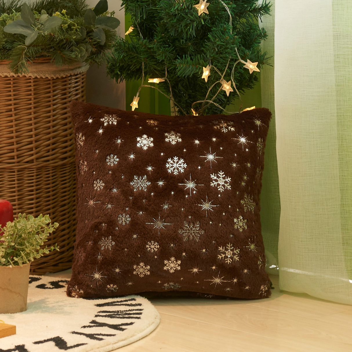 Christmas Snowflake Plush Hot Silver Sofa Pillowcase (excluding core) Home Pillow Cover - V.I.P Digital Presence