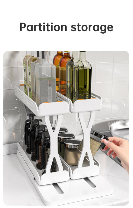 Pull out Rotating Spice Rack Organizer for Cabinet Rotate Makeup Organizer Slide Bottle Box Holder Plastic Seasoning Spice Rack - V.I.P Digital Presence