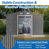 10X8 FT outdoor tool storage shed with metal foundation and lockable door, all-weather metal shed, gray - V.I.P Digital Presence